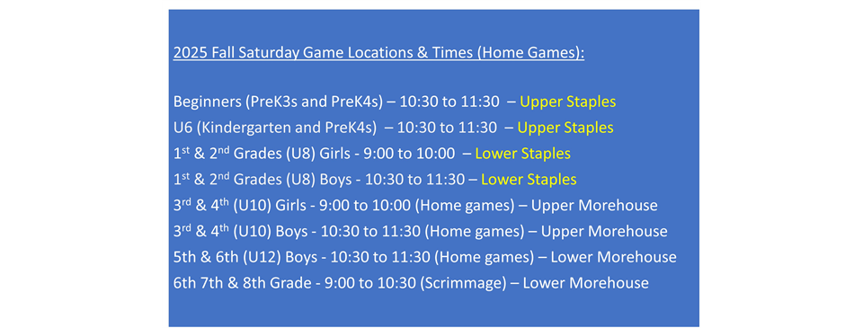 Easton AYSO Field Times